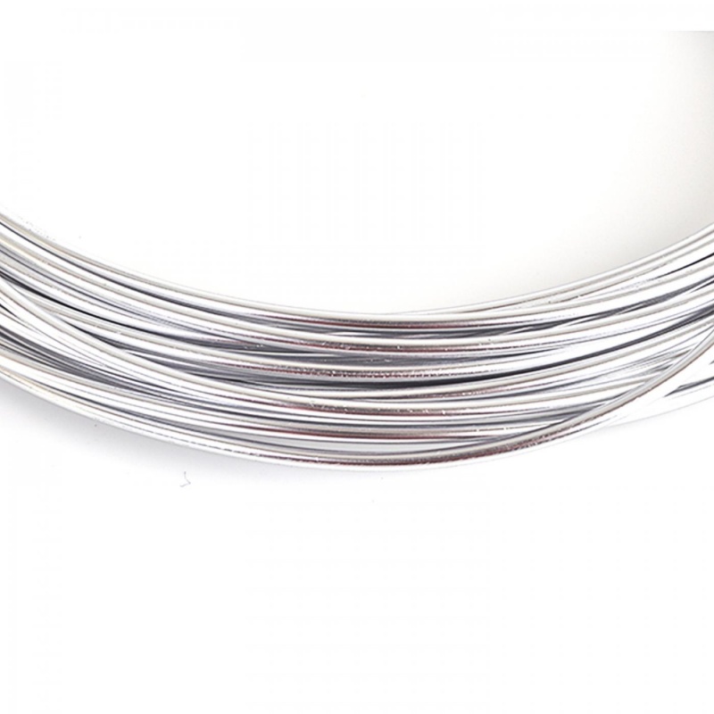 Hliníkový drôt, 2 mm, strieborný, 1 mMäkký hliníkový (alu) drôt s povrchovým zafarbením vhodný na výrobu bižutérie, zápichov, dekorácií a pod.