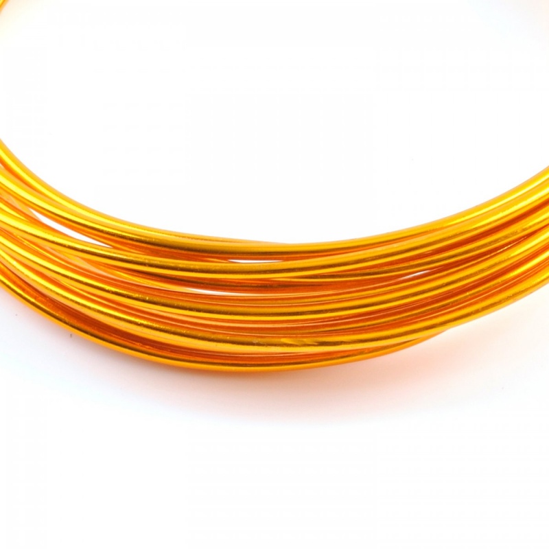 Hliníkový drôt, 2 mm, tmavý zlatý, 1 mMäkký hliníkový (alu) drôt s povrchovým zafarbením vhodný na výrobu bižutérie, zápichov, dekorácií a po