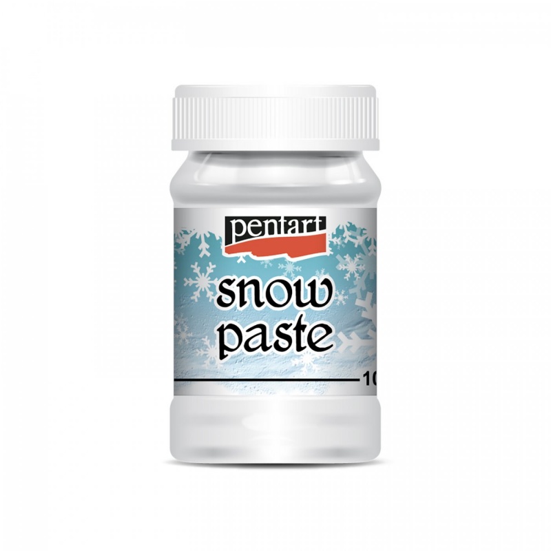Snehová pasta (Snow paste) od Pentart je pasta s hrubými zrnami vhodná na dekorovanie povrchov a vytváranie imitácie snehu.