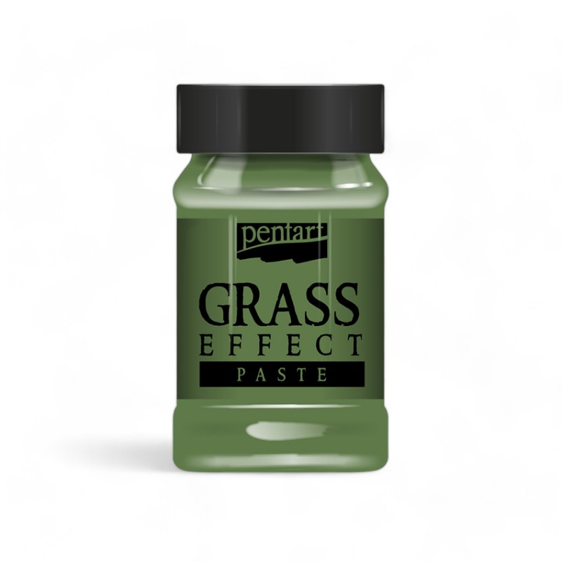 Grass effect paste je pasta imitujúca trávový povrch na dekorovaných predmetoch. Pre dosiahnutie rozpínavého efektu použite tepelnú pištoľ. Na zjemnen