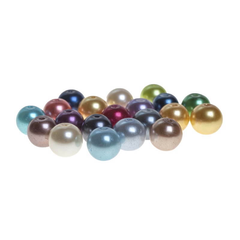 Voskované perly 10 mm, mix farieb, 20 ksVoskované perly vznikli ako imitácia pravých prírodných perál. Jedná sa o technológiu povrchovej úpravy sklene