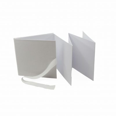Album harmonika v tvrdom obale, 155 x155 mm, biely