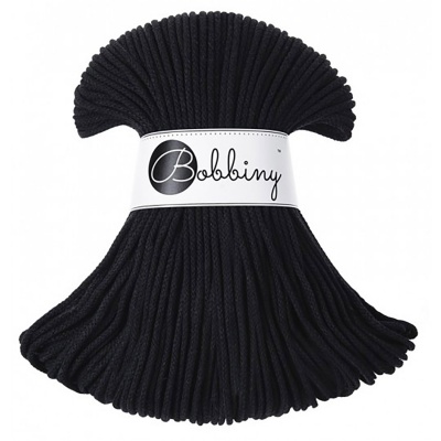 Bobbiny, Macramé pletená šnúra, 3 mm, 100 m, Black