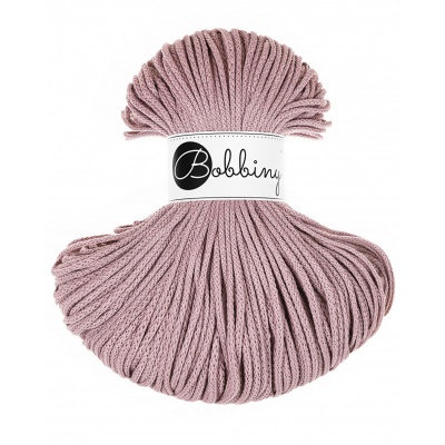 Bobbiny, Macramé pletená šnúra, 3 mm, 100 m, Mauve