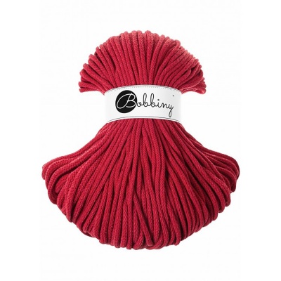 Bobbiny, Macramé pletená šnúra, 5 mm, 100 m, Classic Red