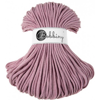 Bobbiny, Macramé pletená šnúra, 5 mm, 100 m, Dusty Pink