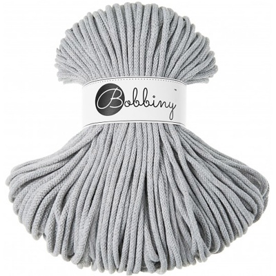 Bobbiny, Macramé pletená šnúra, 5 mm, 100 m, Light Grey