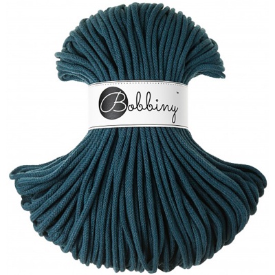 Bobbiny, Macramé pletená šnúra, 5 mm, 100 m, Peacock blue