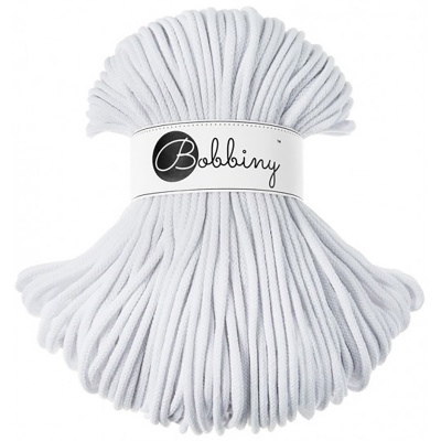 Bobbiny, Macramé pletená šnúra, 5 mm, 100 m, White