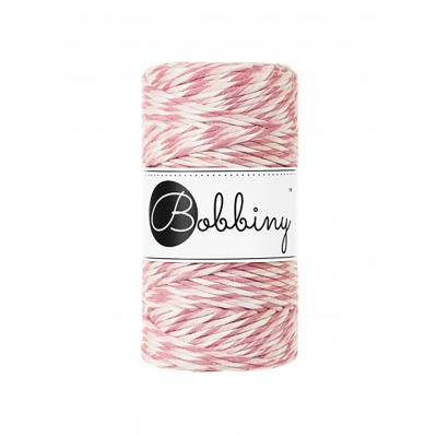 Bobbiny, Macramé točená šnúra, 3 mm, 100 m, Magic Pink