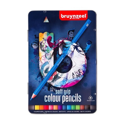 Bruynzeel, Pastelky Soft Grip Triangel, sada 12 ks