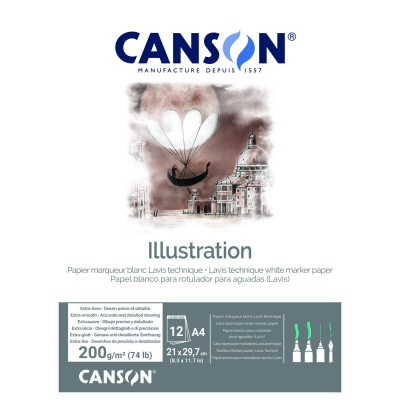 CANSON Skicár Illustration lepený, A4, 200 g, 12 listov