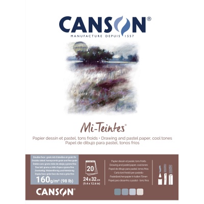 CANSON Skicár Mi-Teintes lepený 160g, grey/blue tones, 24 x 32 cm, 20 listov