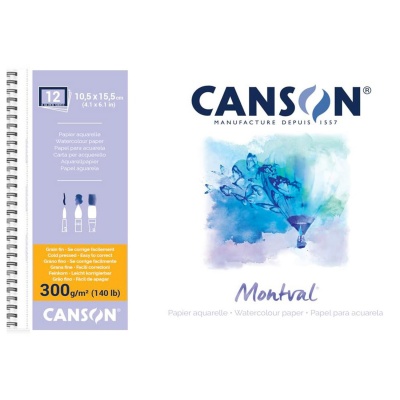 CANSON Skicár MONTVAL Aquarelle, 10,5 x 15,5 cm, 300g, 12 listov