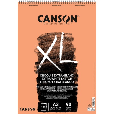 CANSON Skicár XL Sketch Extra blanc 90g/m2, 120 listov A3