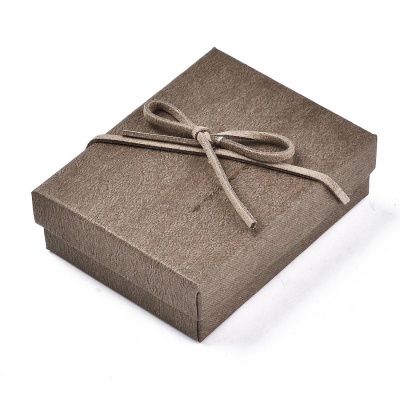 Darčeková krabička, tmavá hnedá, previazaná, 9 x 7 x 2,8 cm