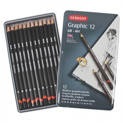 Derwent, Sada ceruziek GRAPHIC Medium, 12 ks