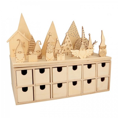 Drevený adventný kalendár, box široký