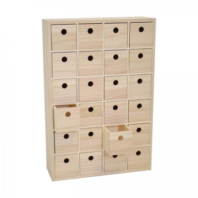 Drevený adventný kalendár, box vysoký