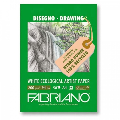 Fabriano, blok na kreslenie EKO, biely, A4, 200g