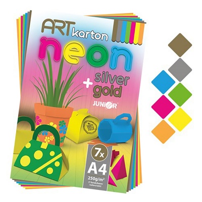 Farebné výkresy pre deti, A4, 250 g, mix 7 neónových farieb