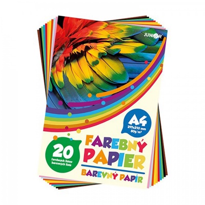 Farebný papier A4, 80 g, 20 listov