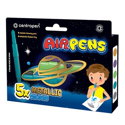 Fúkacie fixky na papier CENTROPEN,  metalické farby 5 ks