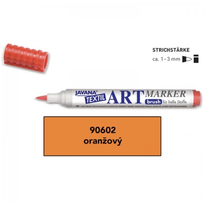 JAVANA, Art marker fixka na svetlý textil,oranžová