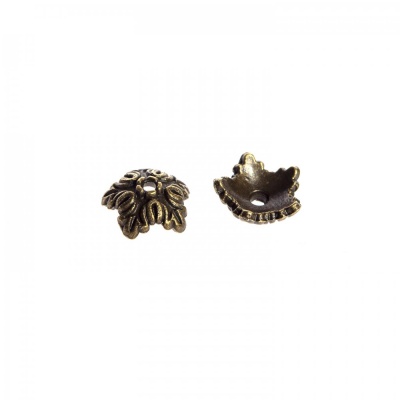 Kaplík kvietok masív 10 mm starobronz, 10 ks