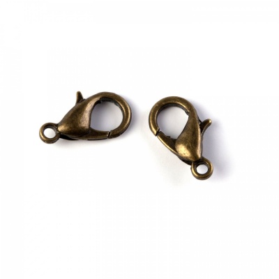 Karabínka, 12 mm, starobronz, 10 ks