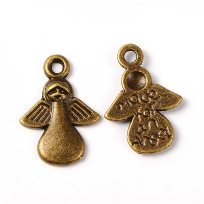 Kovová korálka anjelik 18x12 mm strobronz, 10 ks
