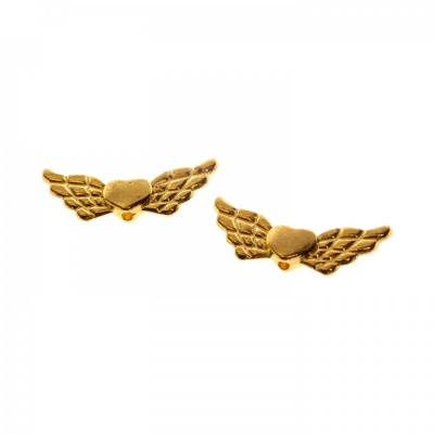 Kovová korálka, krídla rovné, zlaté, 10 ks