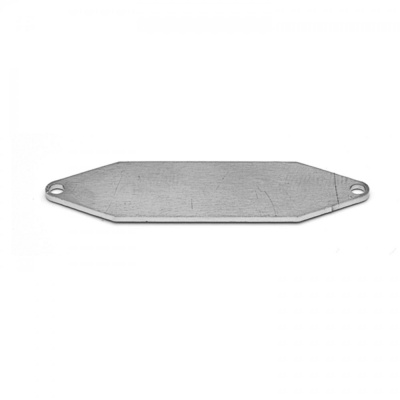 Kovový výsek ceduľka s 2 očkami 12 x 43 mm nerez