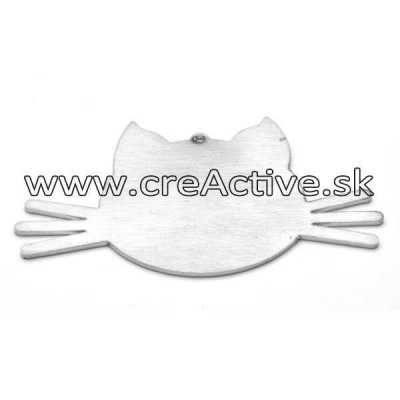 Kovový výsek mačacia hlava veľká 53 x 35 mm nerez