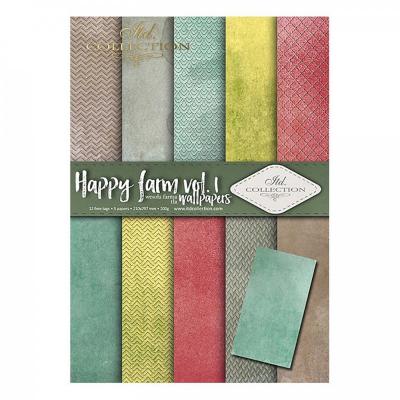 Papier na scrapbooking A4, FAREBNÉ VZORY 1 6 ks