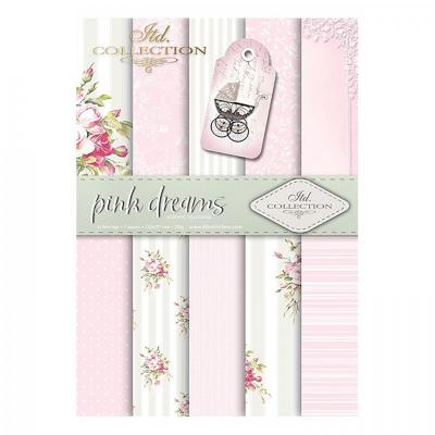 Papier na scrapbooking A4, sada RUŽOVÉ SNY 6 ks