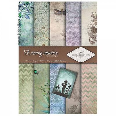 Papier na scrapbooking A4, sada VEČERNÁ LÚKA 6 ks