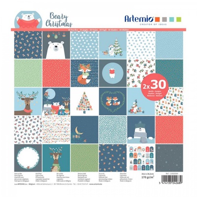 Papier na scrapbooking, Beary X-mas, 60 ks, 170 g