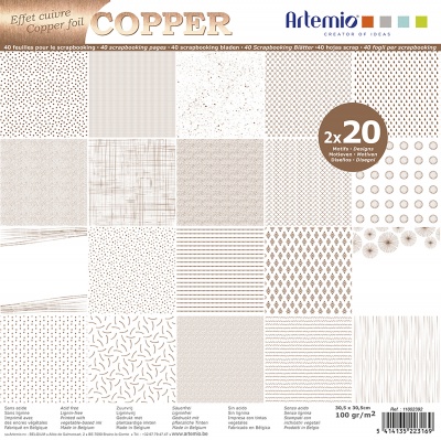 Papier na scrapbooking, Foil Copper, 40 ks, 100 g
