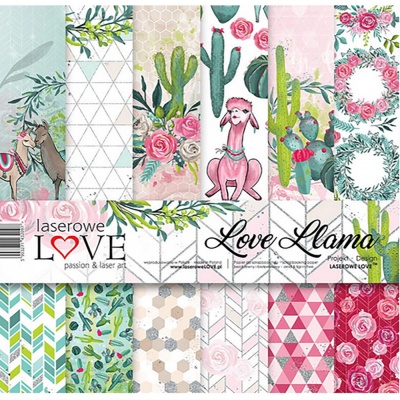 Papier na scrapbooking, sada Love Llama