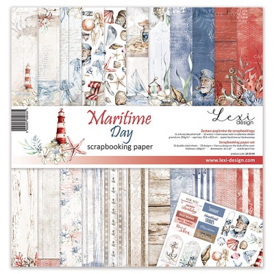 Papier na scrapbooking, sada Maritime Day, 12 ks