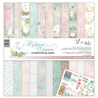 Papier na scrapbooking, sada Mysterious Unicorn, 12 ks
