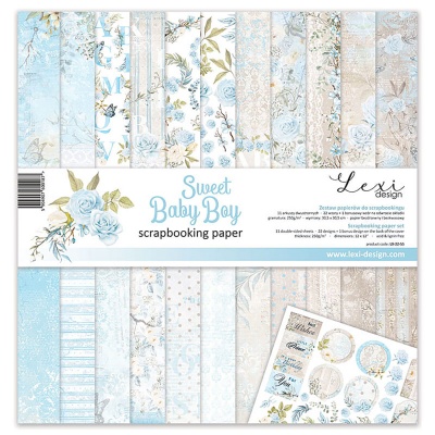 Papier na scrapbooking, sada Sweet baby boy, 12 ks