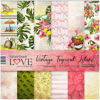 Papier na scrapbooking, sada Vintage Tropical Island