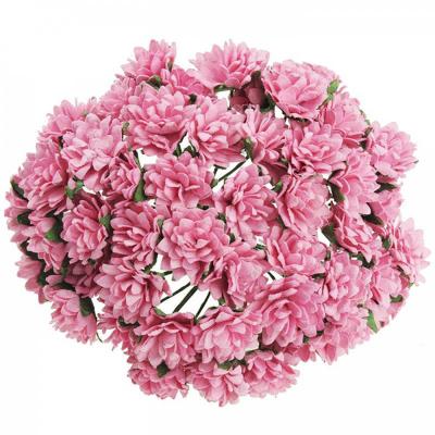 Papierový kvet astra, 15 mm, ružová 10 ks