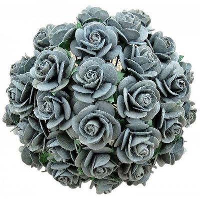 Papierový kvet ruža, 15 mm, šedá 10 ks