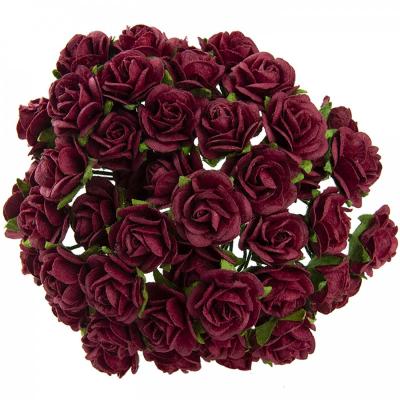 Papierový kvet ruža, 15 mm, tmavá červená 10 ks