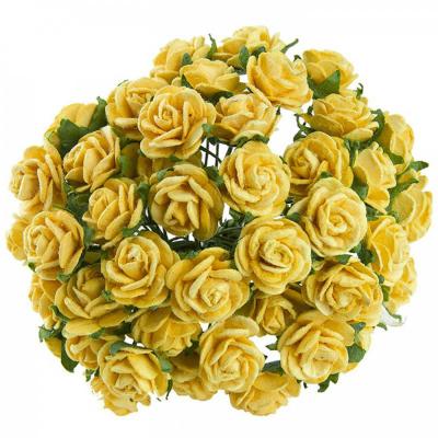 Papierový kvet ruža, 25 mm, žltá 5 ks