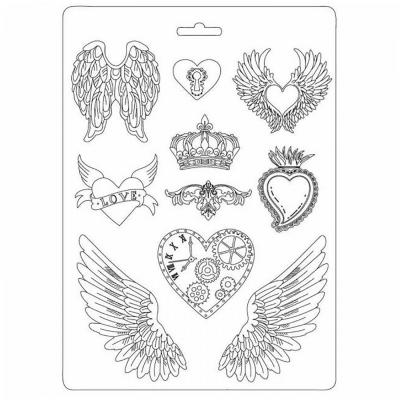 Plastová forma mäkká STAMPERIA, A4, Hearts wings