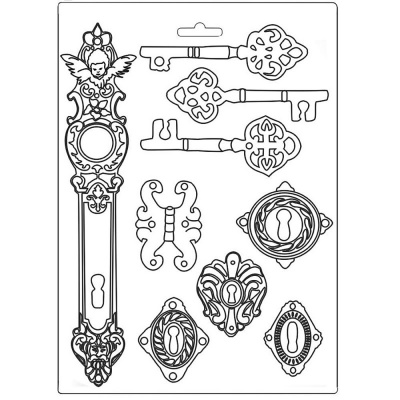 Plastová forma mäkká STAMPERIA, A4, Lady Vagabond keys and locks